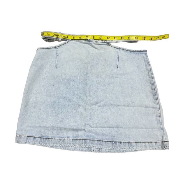 Revolve We Wore What Skirt Women M Denim Cut Out Mini Light Wash 90s Y2K Casual - Picture 3 of 14